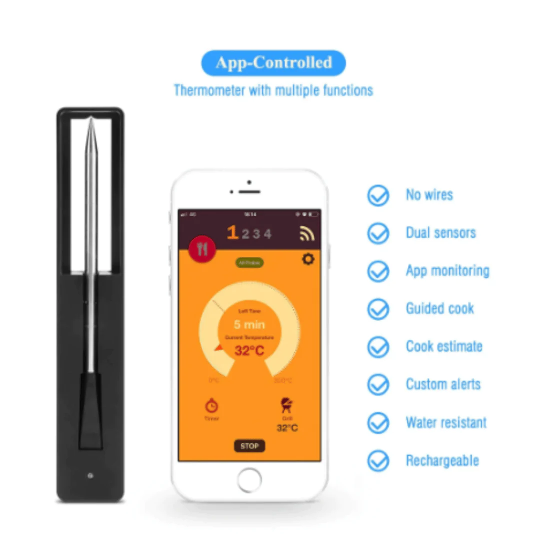 Intelligent Wireless Bluetooth Thermometer For Barbecue Mobile App